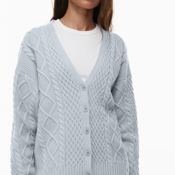 Aritzia Light Blue Cable Knit Cardigan - Picture 1 of 7
